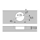 HETTICH 9313210 Novisys 105° TB45 közézáródó, csavarozás, SiSy