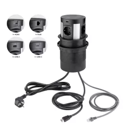   StrongPower El. zásuvka vysouvací,4x230V, Schuko RJ45, USB A+C, HDMI, bezdr nab