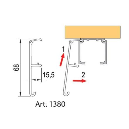 TERNO beltéri tolóajtó 40-120kg, 1380/A/S 2m fedlapprofil